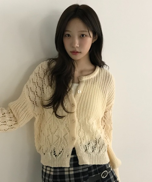 パッチワークニットカーディガン/patchwork knit cardigan