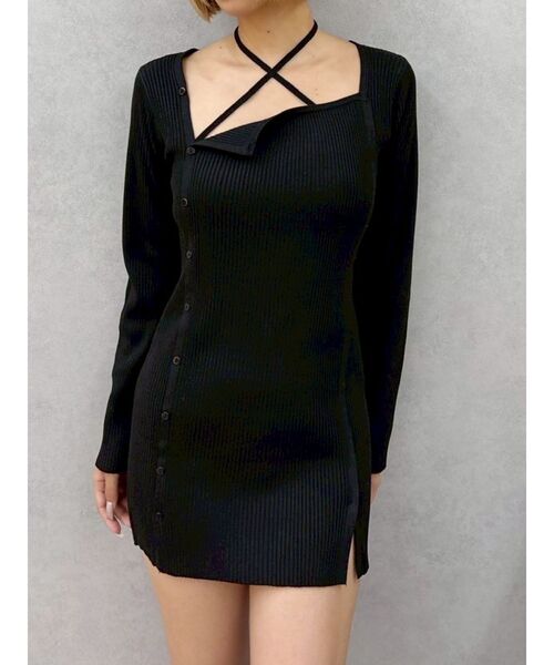 EVRIS（エヴリス）の「タイトニットミニワンピース（ワンピース・レディース・ピンク/グレー/ブラック/ホワイト・FREE）」の2枚目の写真