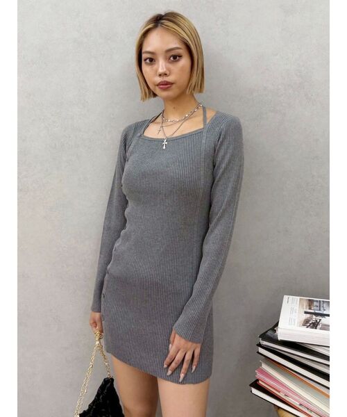 EVRIS（エヴリス）の「タイトニットミニワンピース（ワンピース・レディース・ピンク/グレー/ブラック/ホワイト・FREE）」の10枚目の写真