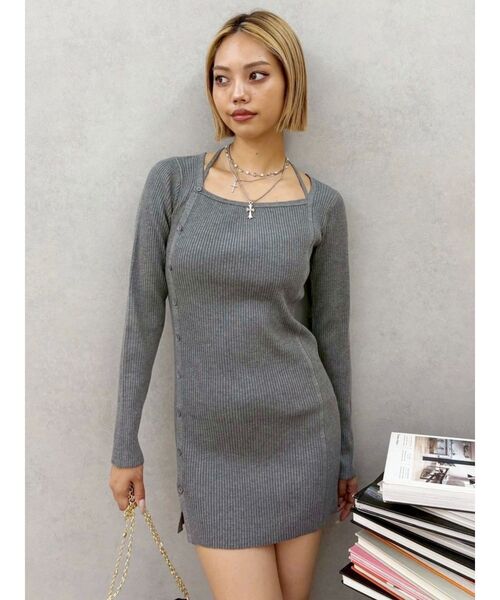 EVRIS（エヴリス）の「タイトニットミニワンピース（ワンピース・レディース・ピンク/グレー/ブラック/ホワイト・FREE）」の11枚目の写真