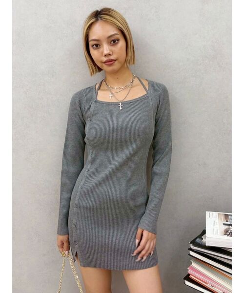 EVRIS（エヴリス）の「タイトニットミニワンピース（ワンピース・レディース・ピンク/グレー/ブラック/ホワイト・FREE）」の12枚目の写真