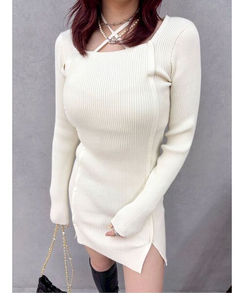 EVRIS（エヴリス）の「タイトニットミニワンピース（ワンピース・レディース・ピンク/グレー/ブラック/ホワイト・FREE）」の18枚目の写真