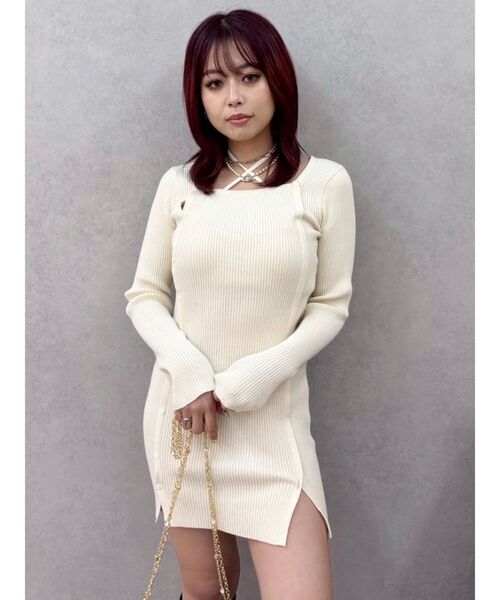 EVRIS（エヴリス）の「タイトニットミニワンピース（ワンピース・レディース・ピンク/グレー/ブラック/ホワイト・FREE）」の19枚目の写真