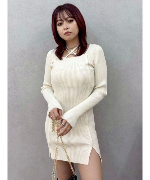 EVRIS（エヴリス）の「タイトニットミニワンピース（ワンピース・レディース・ピンク/グレー/ブラック/ホワイト・FREE）」の20枚目の写真