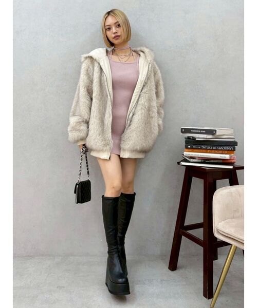 EVRIS（エヴリス）の「タイトニットミニワンピース（ワンピース・レディース・ピンク/グレー/ブラック/ホワイト・FREE）」の21枚目の写真