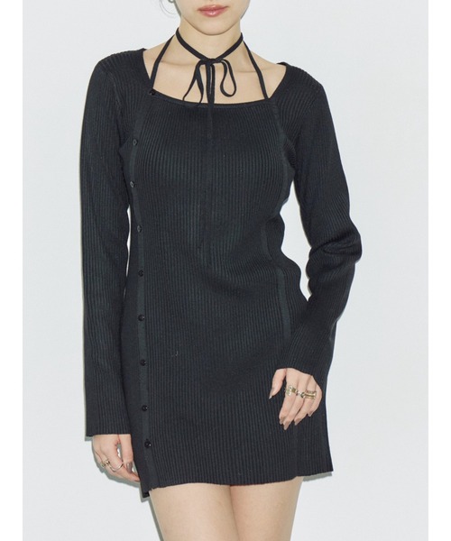 EVRIS（エヴリス）の「タイトニットミニワンピース（ワンピース・レディース・ピンク/グレー/ブラック/ホワイト・FREE）」の2枚目の写真