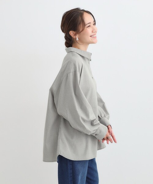 Cutie Blonde（キューティーブロンド）の「【着丈選べる】オーバーサイズのチェックシャツ（シャツ/ブラウス・レディース・グレー系1/ブラック系1/イエロー系その他3/ワイン系3・00/11）」の13枚目の写真