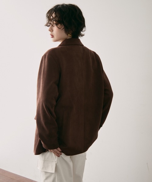 Trish（トリッシュ）の「スエードライクテーラージャケット（テーラードジャケット・レディース・ダークブラウン/キャメル・MEDIUM）」の8枚目の写真