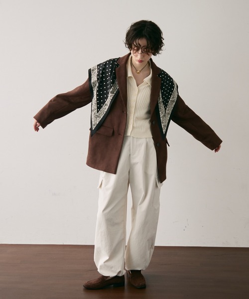 Trish（トリッシュ）の「スエードライクテーラージャケット（テーラードジャケット・レディース・ダークブラウン/キャメル・MEDIUM）」の19枚目の写真