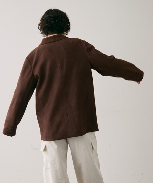 Trish（トリッシュ）の「スエードライクテーラージャケット（テーラードジャケット・レディース・ダークブラウン/キャメル・MEDIUM）」の11枚目の写真