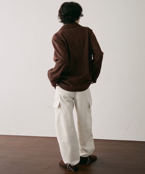 Trish（トリッシュ）の「スエードライクテーラージャケット（テーラードジャケット・レディース・ダークブラウン/キャメル・MEDIUM）」の12枚目の写真