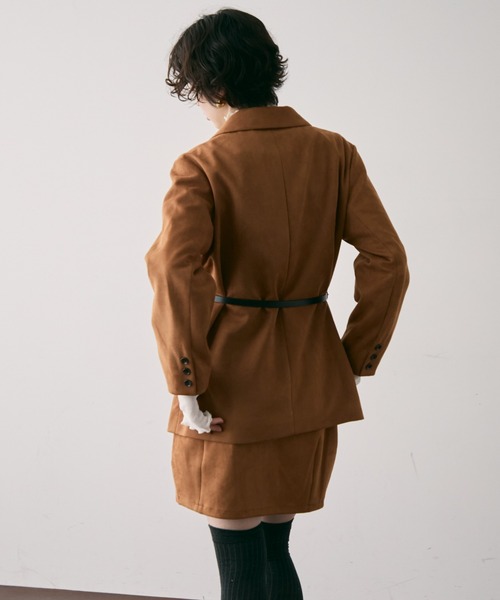 Trish（トリッシュ）の「スエードライクテーラージャケット（テーラードジャケット・レディース・ダークブラウン/キャメル・MEDIUM）」の21枚目の写真