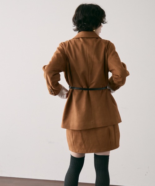 Trish（トリッシュ）の「スエードライクテーラージャケット（テーラードジャケット・レディース・ダークブラウン/キャメル・MEDIUM）」の22枚目の写真
