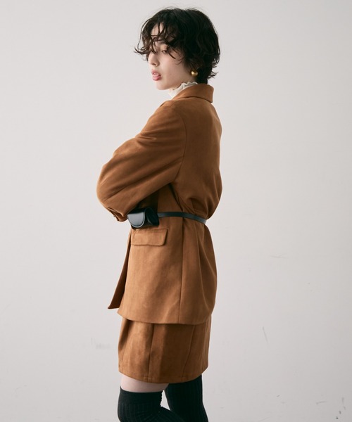 Trish（トリッシュ）の「スエードライクテーラージャケット（テーラードジャケット・レディース・ダークブラウン/キャメル・MEDIUM）」の20枚目の写真