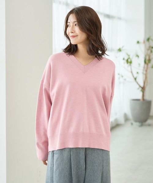 FOUND GOOD(ファウンドグッド)の「マイラクVネックニット(ニット/セーター・レディース・ピンク系2/ブルー系5/グレー系5/ブラック・S/M/L)」の4枚目の写真