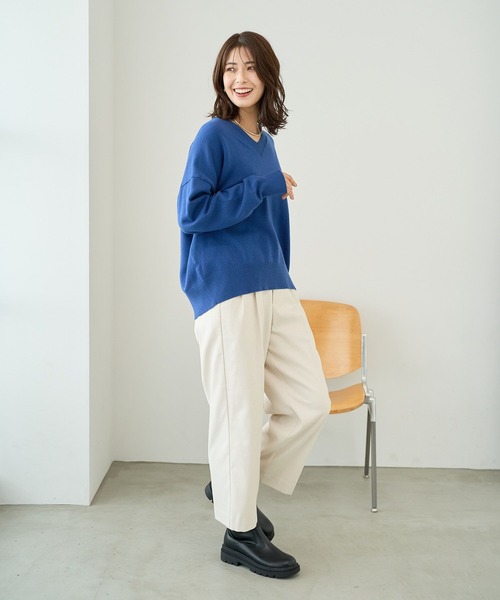 FOUND GOOD(ファウンドグッド)の「マイラクVネックニット(ニット/セーター・レディース・ピンク系2/ブルー系5/グレー系5/ブラック・S/M/L)」の13枚目の写真