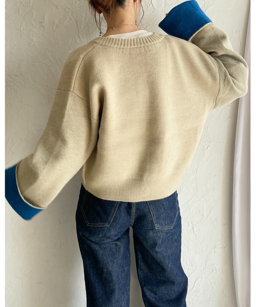 She's Closet(シーズクローゼット)の「ショート丈長袖配色バイカラーニットカーディガン(カーディガン/ボレロ・レディース・ブラウン/アイボリー/ブラック/チャコールグレー・FREE)」の10枚目の写真