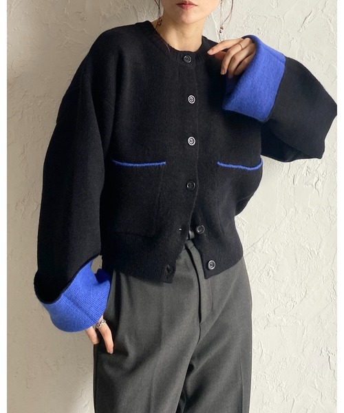 She's Closet（シーズクローゼット）の「ショート丈長袖配色バイカラー