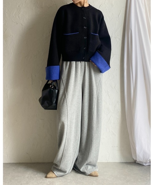 She's Closet(シーズクローゼット)の「ショート丈長袖配色バイカラーニットカーディガン(カーディガン/ボレロ・レディース・ブラウン/アイボリー/ブラック/チャコールグレー・FREE)」の21枚目の写真