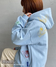【WEB限定】[SEQUENZ/シークエンズ] PEANUTS フロッキープリント スウェット ジップパーカー