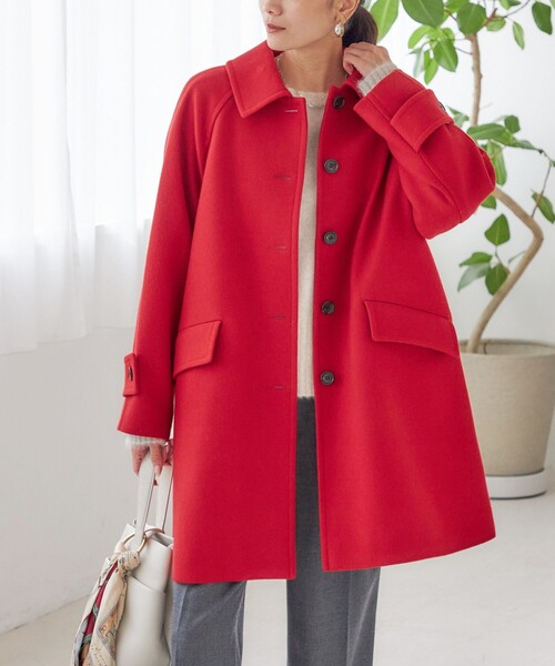 千鳥 / ソリッド ウール メルトン ステンカラー コート（ステンカラー