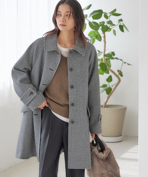 千鳥 / ソリッド ウール メルトン ステンカラー コート（ステンカラー