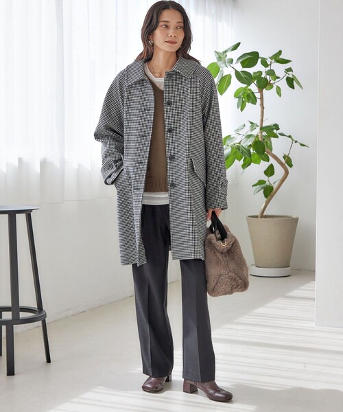 千鳥 / ソリッド ウール メルトン ステンカラー コート（ステンカラー