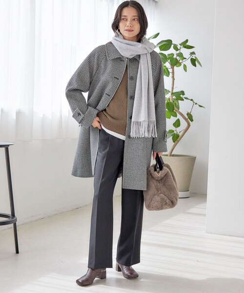 千鳥 / ソリッド ウール メルトン ステンカラー コート（ステンカラー