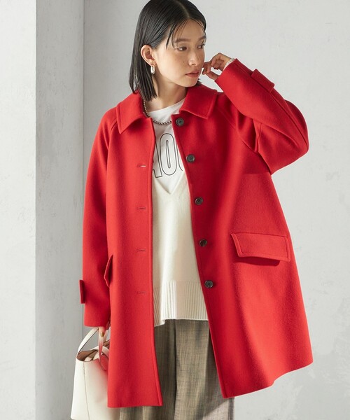 千鳥 / ソリッド ウール メルトン ステンカラー コート（ステンカラー