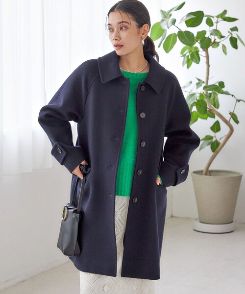 千鳥 / ソリッド ウール メルトン ステンカラー コート（ステンカラー