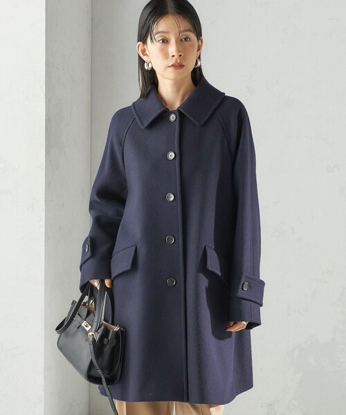 千鳥 / ソリッド ウール メルトン ステンカラー コート（ステンカラー