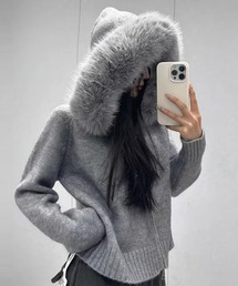 HALEY PESCA/【取り外し可】ボリュームフェイクファー　ニットパーカー