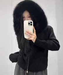 HALEY PESCA/【取り外し可】ボリュームフェイクファー ニットパーカー