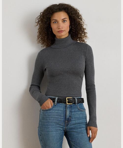 (取寄) ローレン ラルフローレン レディース タートルネック セーター Lauren Ralph Lauren women Turtleneck Sweater Lauren Navy セール】リブ タートルネック セーター（ニット/セーター）｜LAUREN