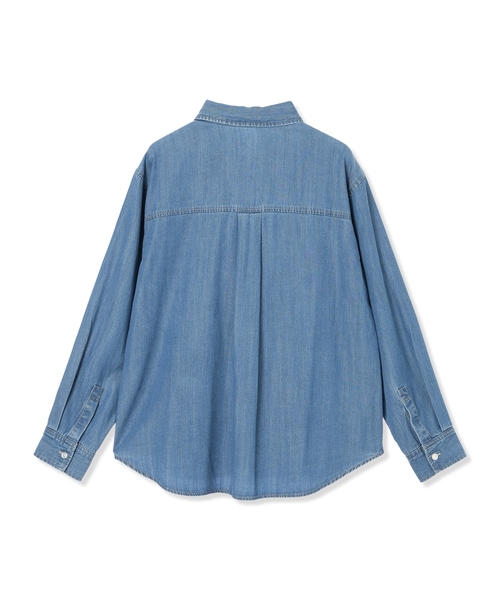 Petit Honfleur（プチオンフルール）の「襟付きデニムシャツ【ベストやニットを重ねても◎】（シャツ/ブラウス・レディース・ブルー/ネイビー・9号/11号/13号）」の5枚目の写真