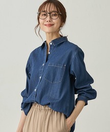 Petit Honfleur | 襟付きデニムシャツ【ベストやニットを重ねても◎】(シャツ/ブラウス)