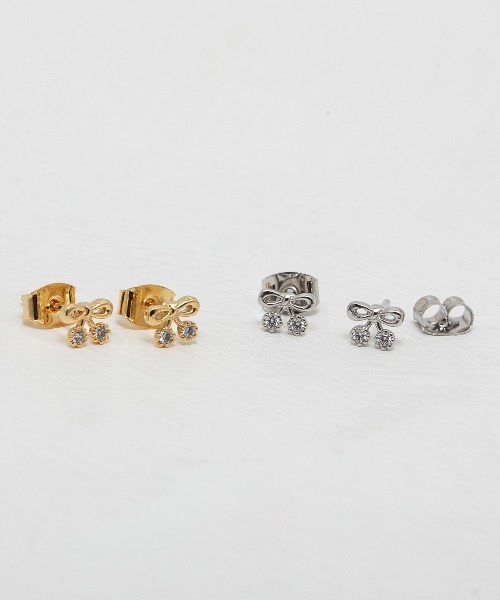 kirakiraShop(キラキラショップ)の「ストーン付き ミニ リボン ピアス(ピアス(両耳用)・レディース・ゴールド/シルバー・FREE)」の8枚目の写真