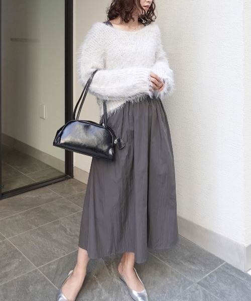 CORNERS（コーナーズ）の「フェザーヤーンニット×フレアーワンピースセット（ワンピース・レディース・ブラック/グレー・M）」の6枚目の写真