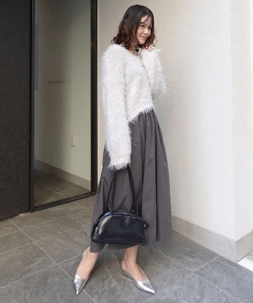 CORNERS（コーナーズ）の「フェザーヤーンニット×フレアーワンピースセット（ワンピース・レディース・ブラック/グレー・M）」の7枚目の写真