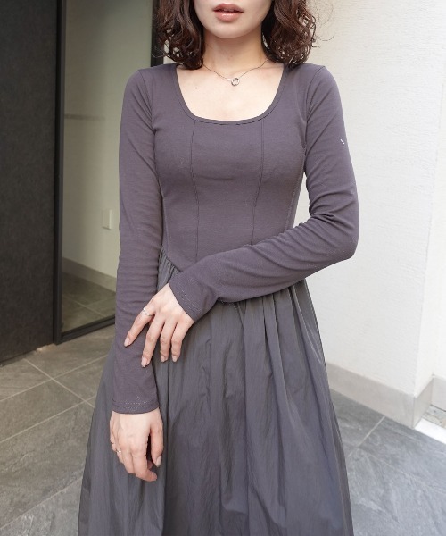 CORNERS（コーナーズ）の「フェザーヤーンニット×フレアーワンピースセット（ワンピース・レディース・ブラック/グレー・M）」の13枚目の写真