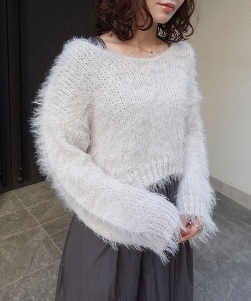 CORNERS（コーナーズ）の「フェザーヤーンニット×フレアーワンピースセット（ワンピース・レディース・ブラック/グレー・M）」の14枚目の写真