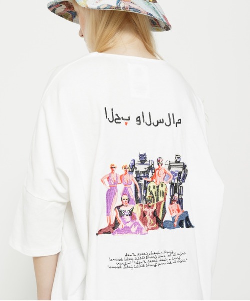 STOF（ストフ）の「STOF/ストフ/TRIBE EMBROI BIG TEE（Tシャツ/カットソー・メンズ・ブラック/ホワイト・S/M）」の2枚目の写真