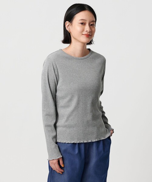 A DAY IN THE LIFE UNITED ARROWS(アデイインザライフユナイテッドアローズ)の「ラメ リブ メローカットソー<A DAY IN THE LIFE>(Tシャツ/カットソー・レディース・ブラック/ライトブルー/グレー系/ナチュラル・FREE)」の2枚目の写真