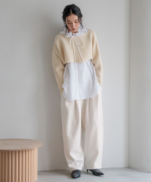 LOWRYS FARM（ローリーズファーム）の「ケーブルメニウェイプルオーバー  599583（ニット/セーター・レディース・アイボリー/ブラック・FREE）」の4枚目の写真