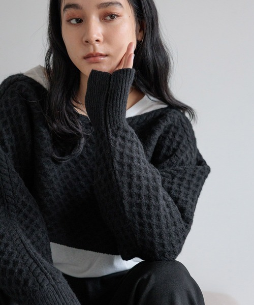 LOWRYS FARM（ローリーズファーム）の「ケーブルメニウェイプルオーバー  599583（ニット/セーター・レディース・アイボリー/ブラック・FREE）」の11枚目の写真