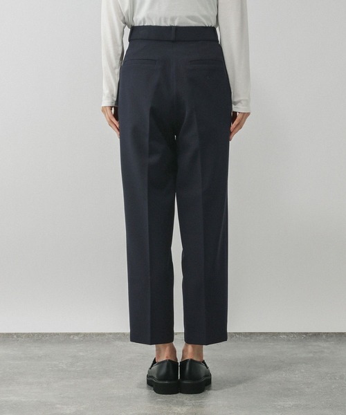 極美品【グローバルワーク】インディゴ　ノーカラー　パンツスーツ　ウエストゴム　L セール】あったかウツクシルエット極みストレートパンツ/580788