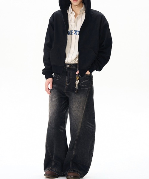 WESTBOY(ウエストボーイ)の「ヴィンテージ加工 カーブデニムパンツ WO25W3PT02【WB ORIGINALS】【2025AW】(デニムパンツ・メンズ・ブルー/ブラック・XL/M/L)」の8枚目の写真