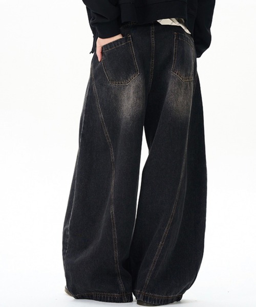 WESTBOY(ウエストボーイ)の「ヴィンテージ加工 カーブデニムパンツ WO25W3PT02【WB ORIGINALS】【2025AW】(デニムパンツ・メンズ・ブルー/ブラック・XL/M/L)」の12枚目の写真