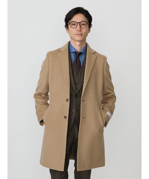 Perfect Suit FActory（パーフェクトスーツファクトリー）の「ウール100％　ビーバーチェスターコート　ミディアムグレー/ベージュ/ブラウン（チェスターコート・メンズ・ベージュ/ダークブラウン/グレー・S/M/L/LL/AB（L）/XL-AB）」の2枚目の写真