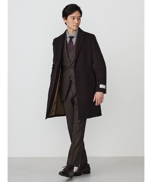 Perfect Suit FActory（パーフェクトスーツファクトリー）の「ウール100％　ビーバーチェスターコート　ミディアムグレー/ベージュ/ブラウン（チェスターコート・メンズ・ベージュ/ダークブラウン/グレー・S/M/L/LL/AB（L）/XL-AB）」の4枚目の写真